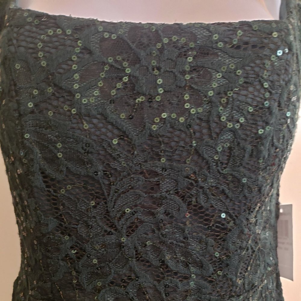 B. Darlin Hunter Green Sequin/Lace Dress NWT - Picture 2 of 8